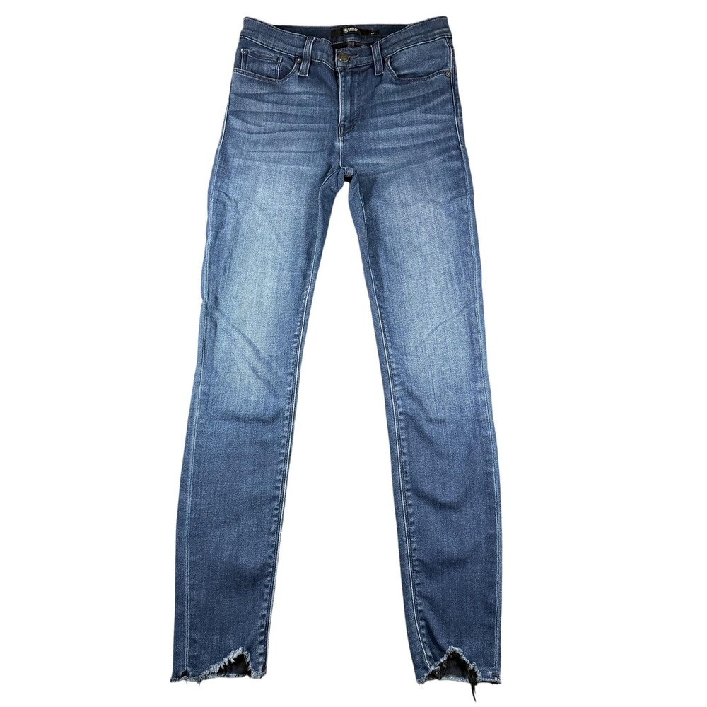 Hudson Nico Super Skinny Jeans Womens 26 Blue Med Wash Mid Rise Frayed Hem
